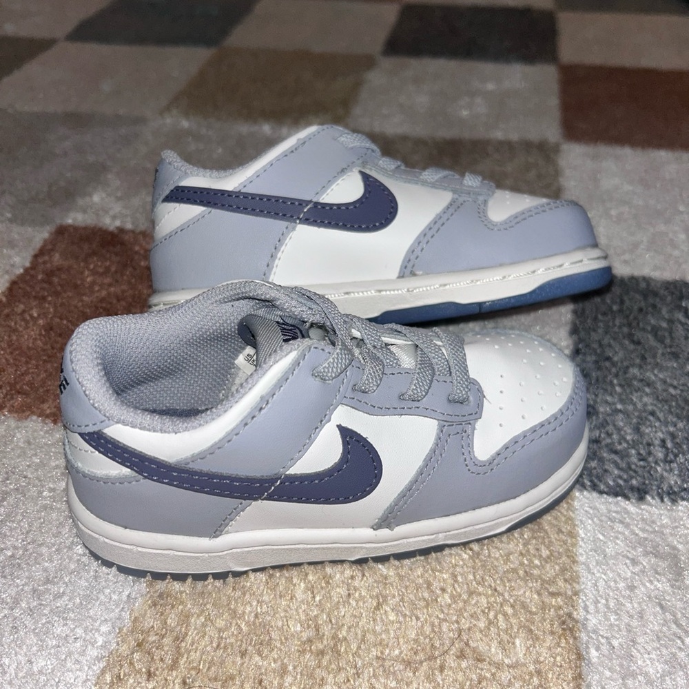 Kids White and Gray Nike Sneakers